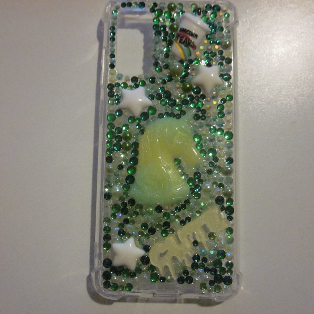 NWOT. Green Unicorn Bling S20 Phone Case